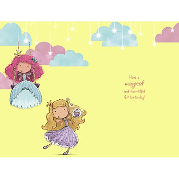 Girls Age 4th Birthday Card 4 Today Fairy