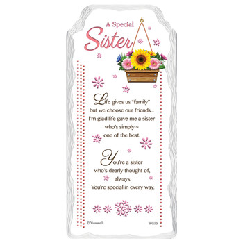 A Special Sister Flower Design Sentimental Handcrafted Ceramic Plaque