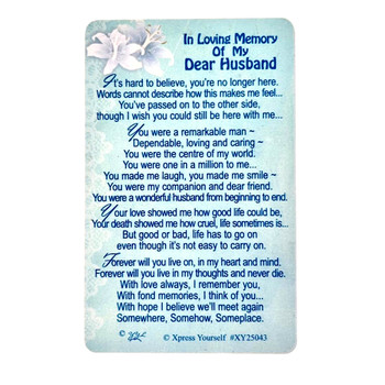 Loving Memory Keepsake Card In Loving Memory Of My Dear Husband 
