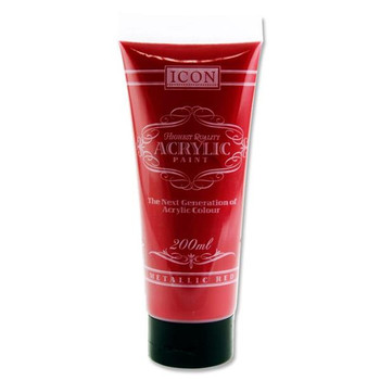 Metallic Red Acrylic Paint 200ml by Icon Art