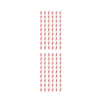 Pack of 12 Red And White Striped Paper Straws