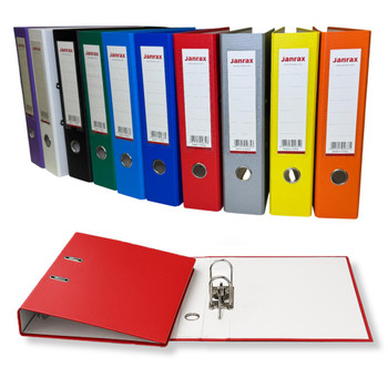 Pack of 10 A4 Assorted Colour Paperbacked Lever Arch Files by Janrax