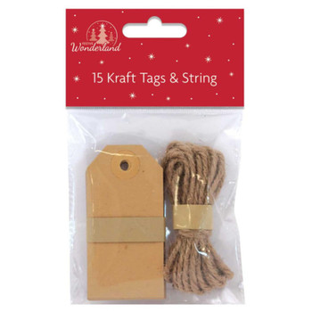 Pack of 15 Kraft Tags &amp; String
