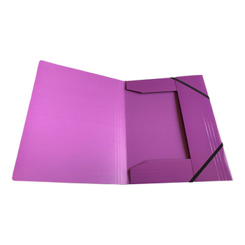 Pack of 12 Janrax A4 Purple Laminated Card 3 Flap Folders with Elastic Closure