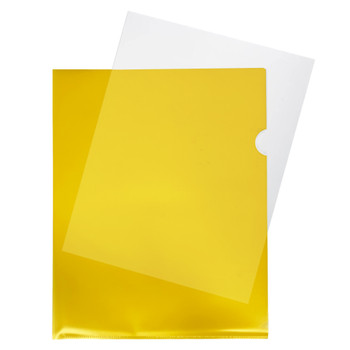 Pack of 200 A4 Yellow L Shaped Open Top and Side Report File Folders