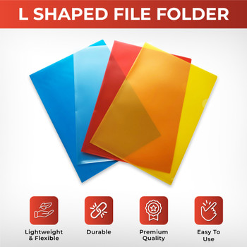 Pack of 1000 A4 Clear L Shaped Open Top and Side Report File Folders