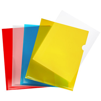 Pack of 200 A4 Assorted Colour L Shaped Open Top and Side Report File Folders