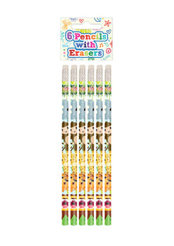 Pack of 6 Jungle Pencils with Erasers Pack of 6 Jungle Pencils with Erasers