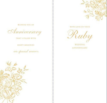 Beautifully Rose Design Ruby 40th Wedding Anniversary Card