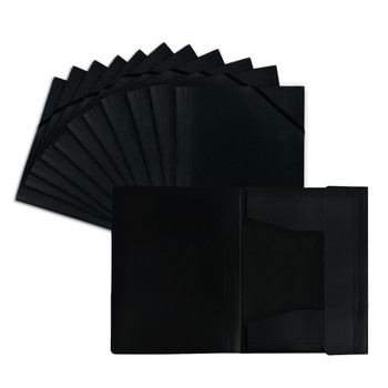 Pack of 120 A4 Black 3 Flap Folders with Elasticated Closure