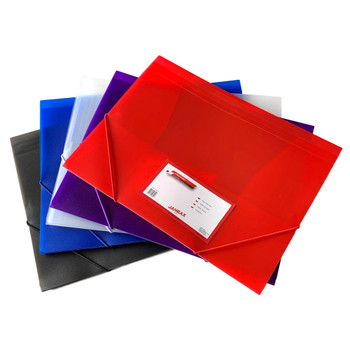 Pack of 12 A4 Clearview Assorted Colour 3 Flap Folders with Elasticated Closure