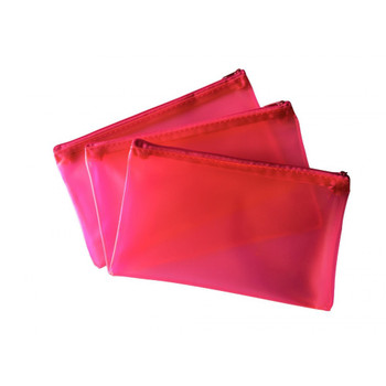 Pack of 12 8x5" Frosted Pink Pencil Cases