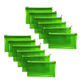 Pack of 12 8x5" Frosted Green Pencil Cases