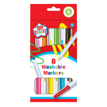 Pack of 8 Coloured Washable Markers Set