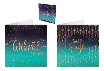 Pack of 10 Luxury Celebrate and Sparkle Design Christmas Greeeting Cards