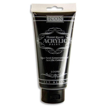 Black Acrylic Paint 200ml by Icon Art