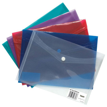 Pack of 5 Tiger A5 Coloured Document Stud Wallets Folders Files