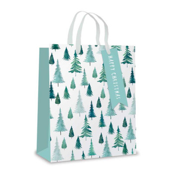 Foil Finished Christmas Trees Design Large Size Gift Bag
