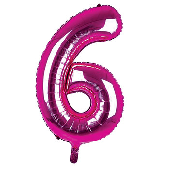 Giant Foil Dark Pink 6 Number Balloon