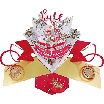 Pop Up Greeting Card Reindeer Christmas Multi-Colour