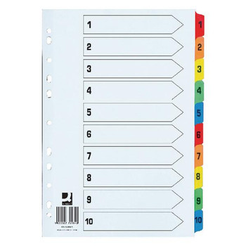 1-10 Index Extra Wide Reinforced Multi-Colour Tabs 1-10 Index Extra Wide Reinforced Multi-Colour Tabs