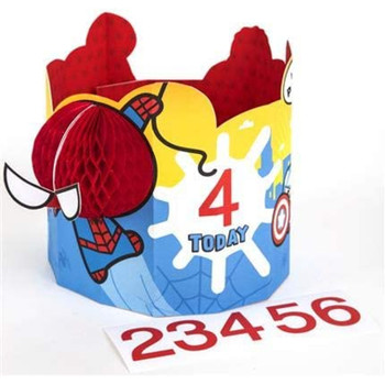 Birthday DISNEY Wearable Crown and Age Stickers Marvel Ironman Captain America Thor Black Widow Hulk Spiderman 