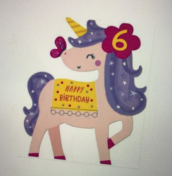 Girls 6th Birthday Card Unicorn Foil and Pom Pom Finish