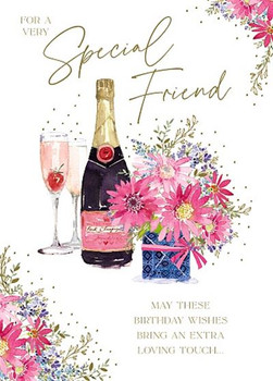Bottle of Bubbly Special Friend Birthday Card