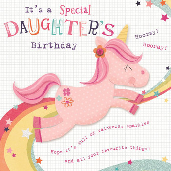 Cute Unicorn Design Special Daughter Birthday Card