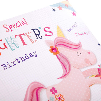 Cute Unicorn Design Special Daughter Birthday Card
