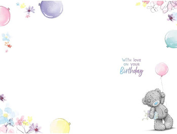 Granddaughter Birthday Card with Bear Floating On Balloon