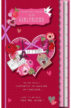 Valentine's Day Card Wishes to My Girlfriend With Purple Ribbon