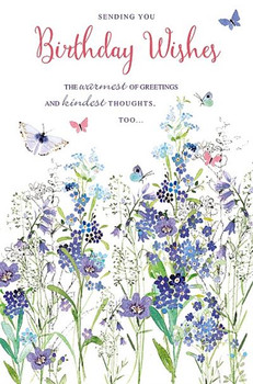 Blue Flowers Birthday Wishes Card