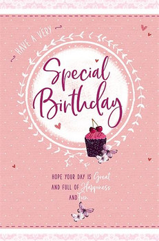 Cupcake With Pink Icing Special Birthday Card