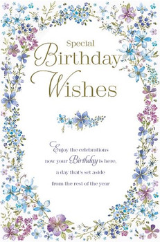 Blue Floral Special Birthday Wishes Card