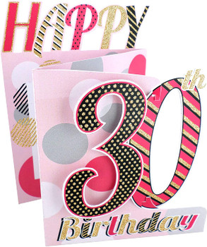 Cutting Edge 30th Birthday 3D Cutting Edge Birthday Card Glittered Greeting Cards