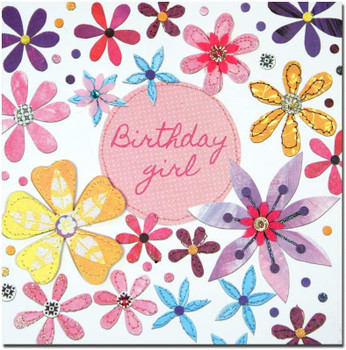 Flowers Bright & Breezy Birthday Greeting Card Glitter Embellished Cards