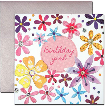 Flowers Bright & Breezy Birthday Greeting Card Glitter Embellished Cards