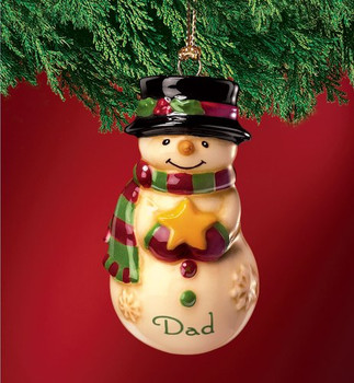 Mini Ceramic Personalized Snowman Ornament-Dad