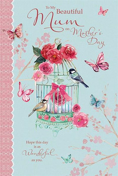 Open Mum Bird Cage Mother's Day Card