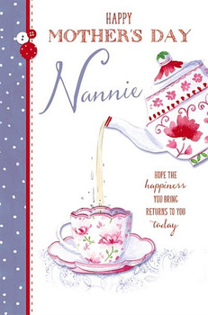 Nannie Mother's Day Card Kettle and Tea Cup