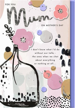 Mum Mother's Day Card Large Contemporary 3D Flower and Vase