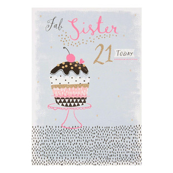 Sister 21st Birthday Card 'Fab' 