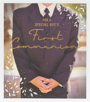 Photographic Religious First Holy Communion Card for Boys Congratulations