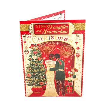 To Daughter and Son In Law Beautiful Couple Enjoying Fireworks Design Christmas Card To Daughter and Son In Law Beautiful Couple Enjoying Fireworks Design Christmas Card