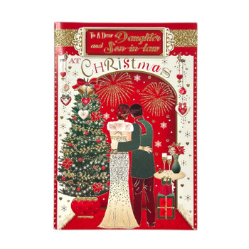 To Daughter and Son In Law Beautiful Couple Enjoying Fireworks Design Christmas Card To Daughter and Son In Law Beautiful Couple Enjoying Fireworks Design Christmas Card
