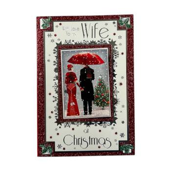 To Wife Lovely Couple With Snowy Scene Design Christmas Card To Wife Lovely Couple With Snowy Scene Design Christmas Card