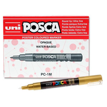 Gold Uni Posca PC-1M 0.7mm Bullet Tip Permanent Marker Pen