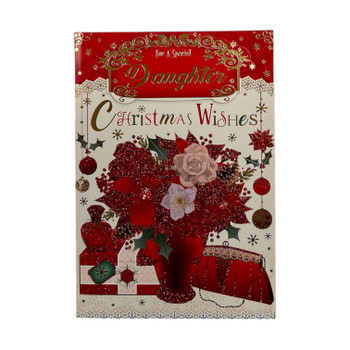 For a Special Daughter Bouquet of Red Poinsettias Design Christmas Card For a Special Daughter Bouquet of Red Poinsettias Design Christmas Card