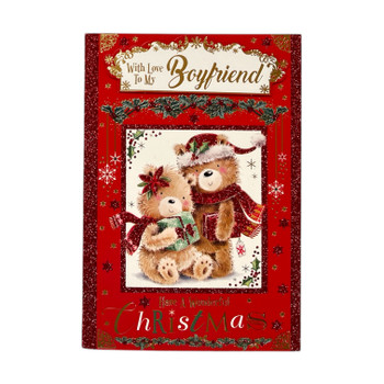 With Love To My Boyfriend Bears With Gift Christmas Card With Love To My Boyfriend Bears With Gift Christmas Card